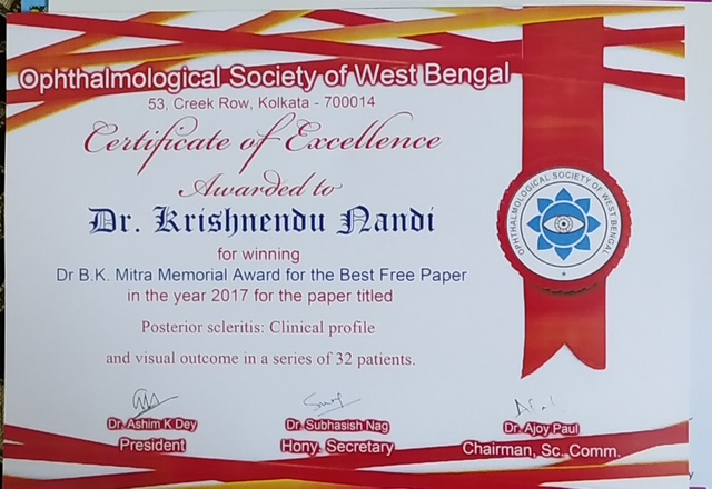 Dr B K Mitra Memorial Award 2017